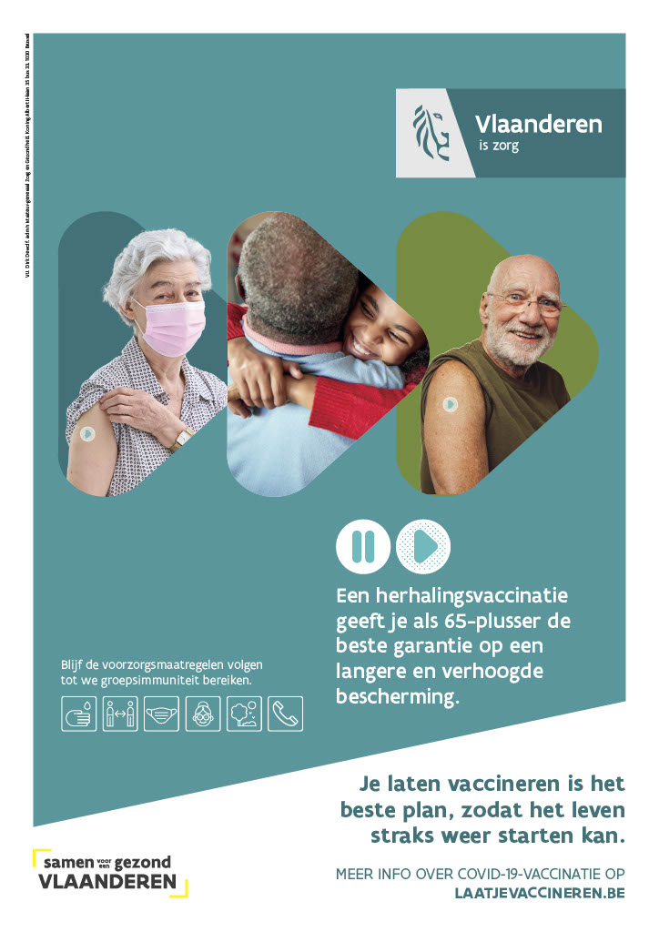 Affiche: herhalingsvaccinatie 65-plussers | Logo Antwerpen